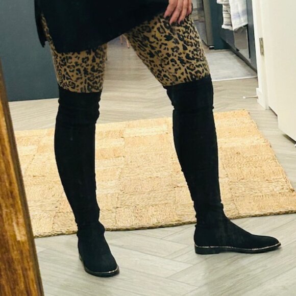 NWOT - DesignLab Over the Knee Stretch low heeled boots, Black, Ladies Size 7 - Picture 4 of 12